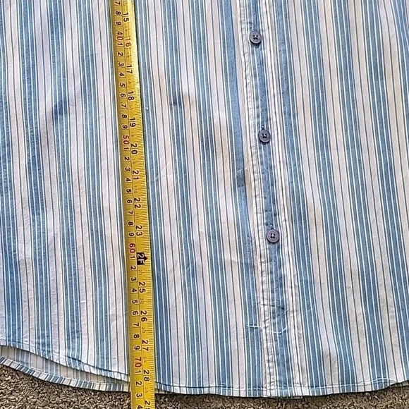 Vtg Armani Exchange Shirt Men Large Blue White Striped Cotton Button-Up Designer - Picture 12 of 14